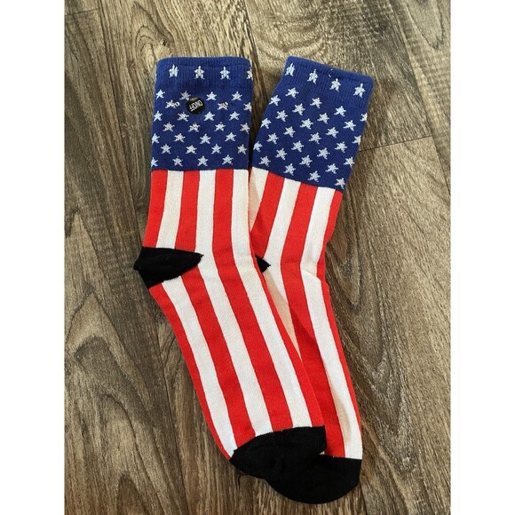 Patriotic LED Lighted American Flag Light Up USA Socks Novelty Gag Gift Fun - Picture 3 of 3